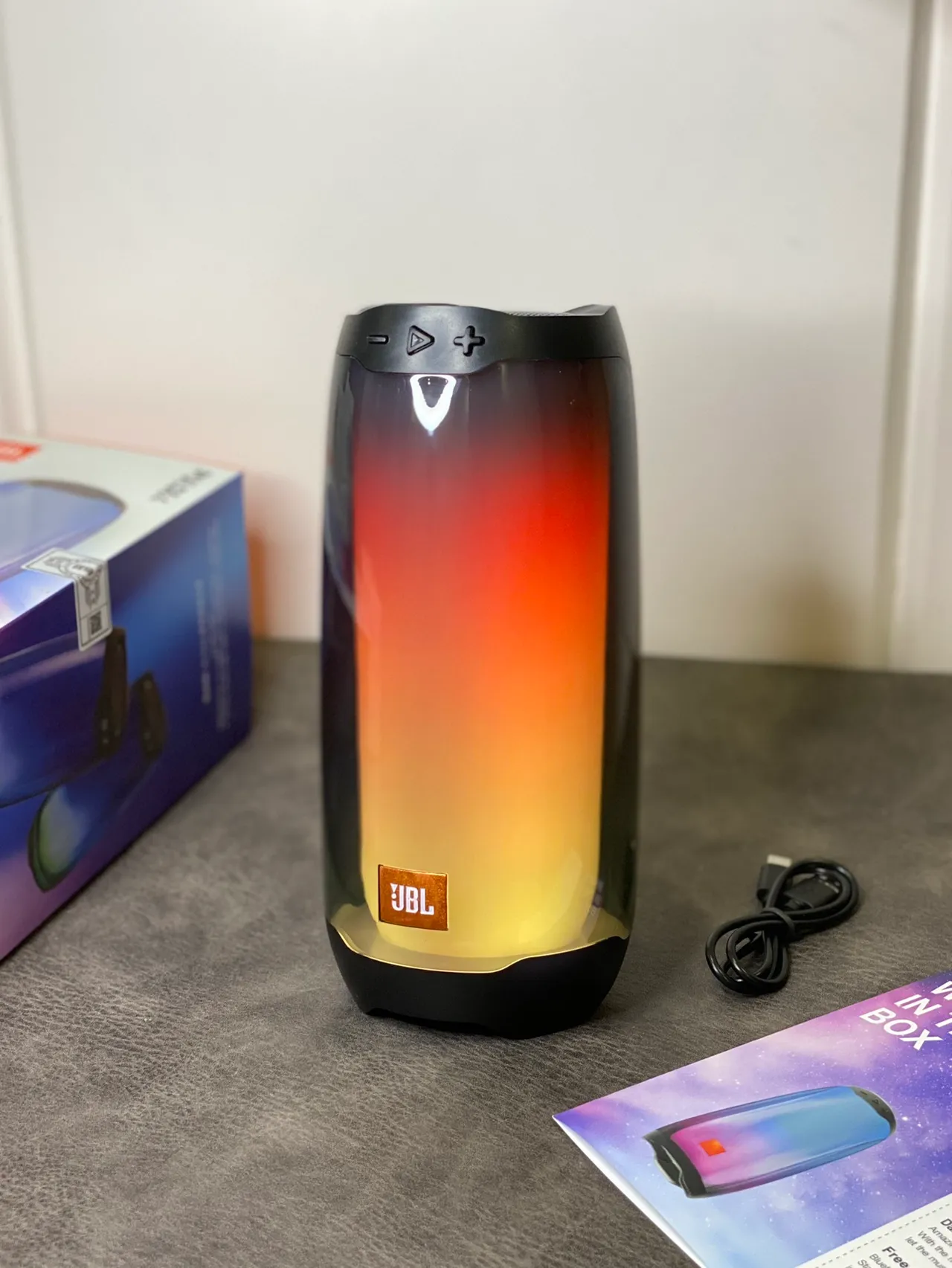 JBL Blue Black Cylindrical Translucent Body Portable Speaker 9