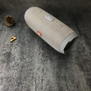 JBL Charge Beige Gray Cylindrical Woven Fabric Grille Portable Speaker