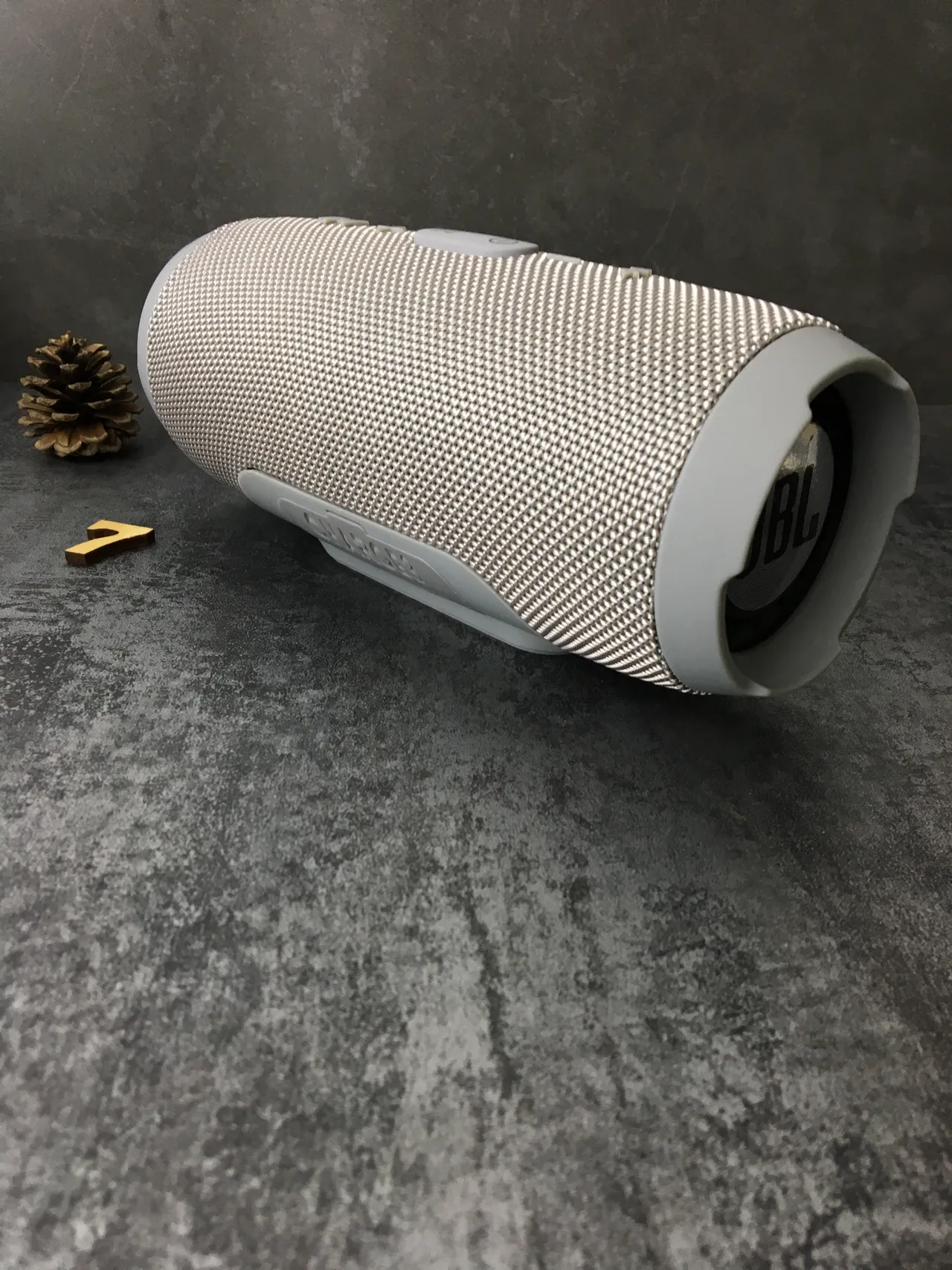 JBL Charge Beige Gray Cylindrical Woven Fabric Grille Portable Speaker 6