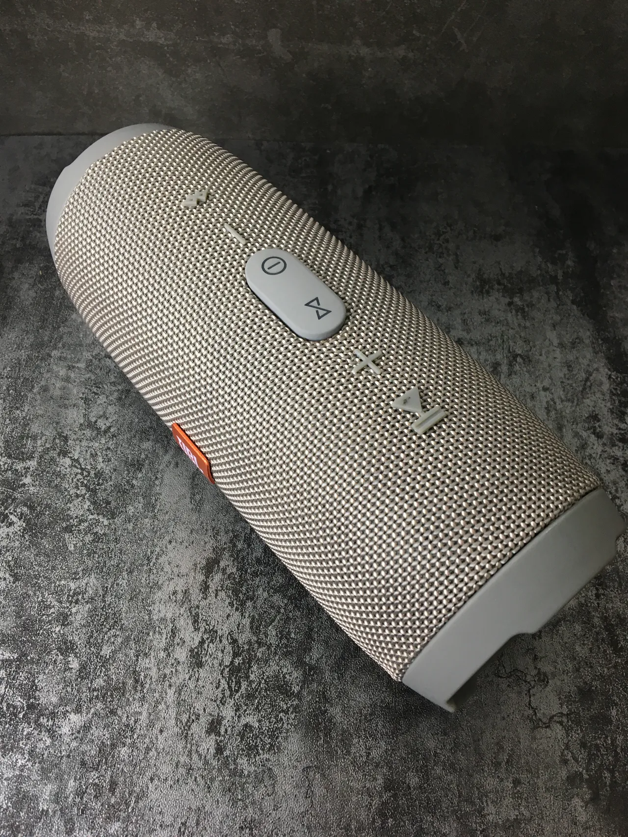 JBL Charge Beige Gray Cylindrical Woven Fabric Grille Portable Speaker 9