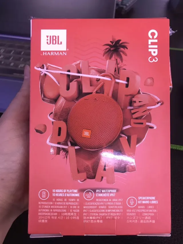 JBL Clip 3 Red Black Compact Round Portable Speaker 6