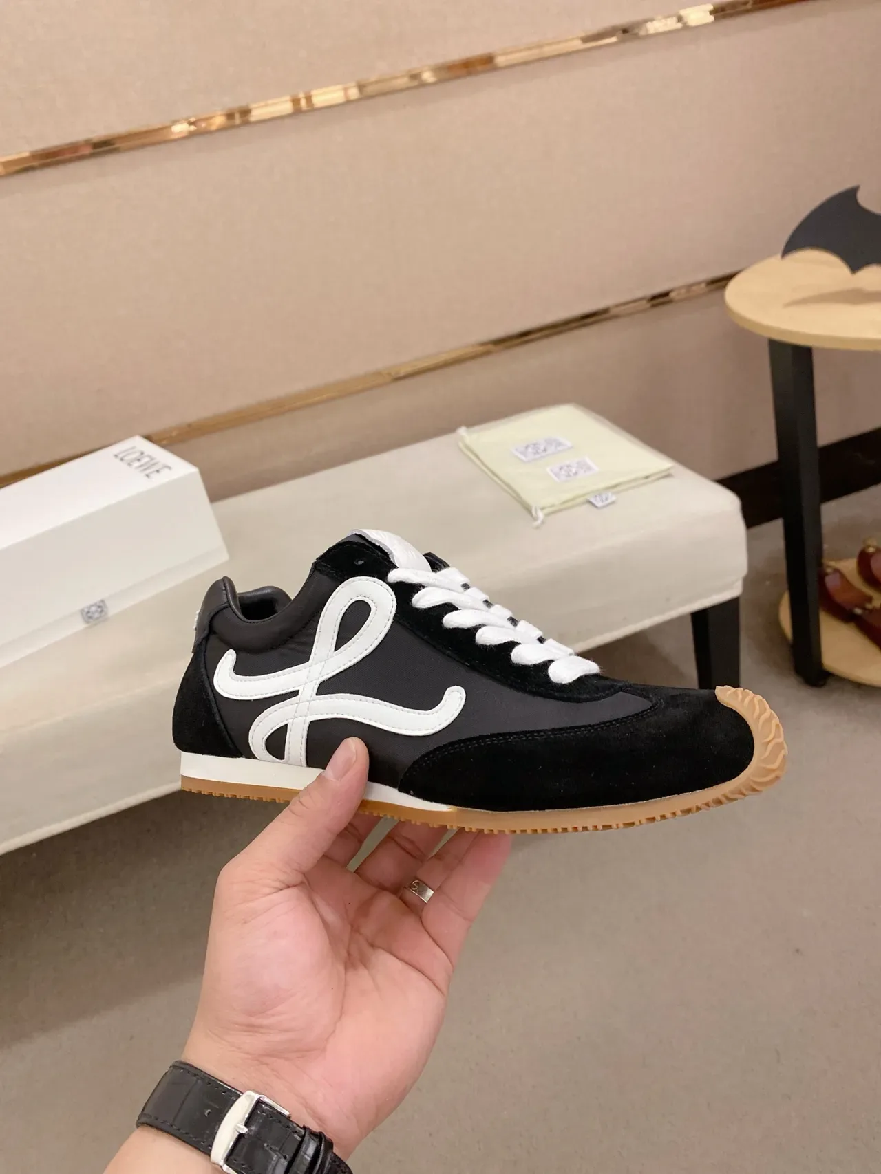 Loewe Flow Runner Noir Blanc Gomme Chaussures Lifestyle 5