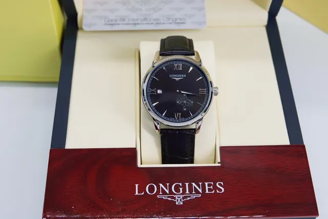 Relógio Longines Preto Prata Clássico Vestido Dial Mecânico 2