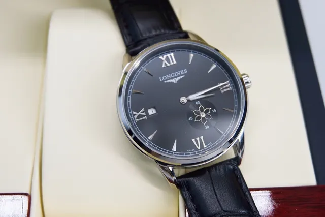 Relógio Longines Preto Prata Clássico Vestido Dial Mecânico 5
