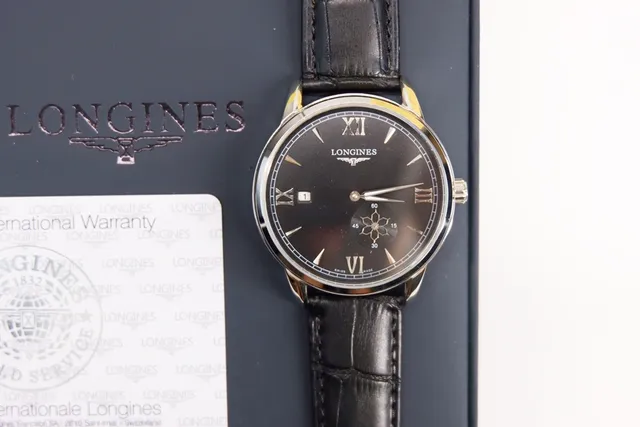 Relógio Longines Preto Prata Clássico Vestido Dial Mecânico 7