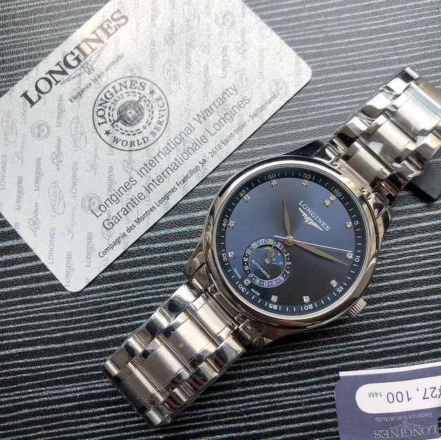 Longines Master Collection Acier Inoxydable de Teinte Argentée Cadran Blanc à Guilloché Phase Lunaire Montre Mécanique 2
