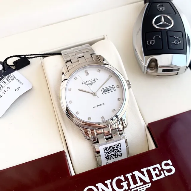 Longines Silver White Round Case Dial Mechanical Watch 8