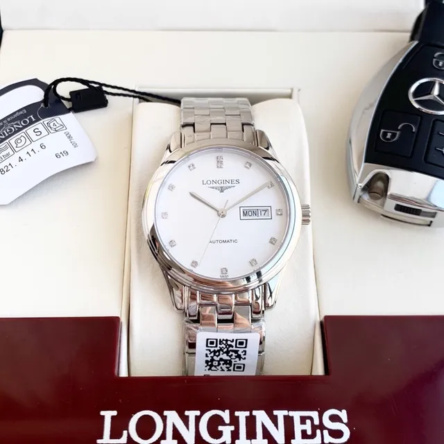 Longines Silver White Round Case Dial Mechanical Watch 9