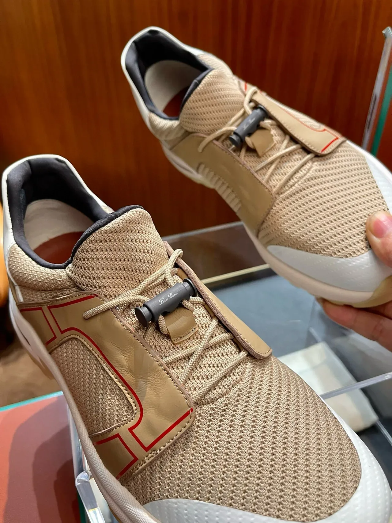 Loro Piana Noir Bleu Panneaux de superposition géométrique Haut en maille et synthétique Chaussures lifestyle 4
