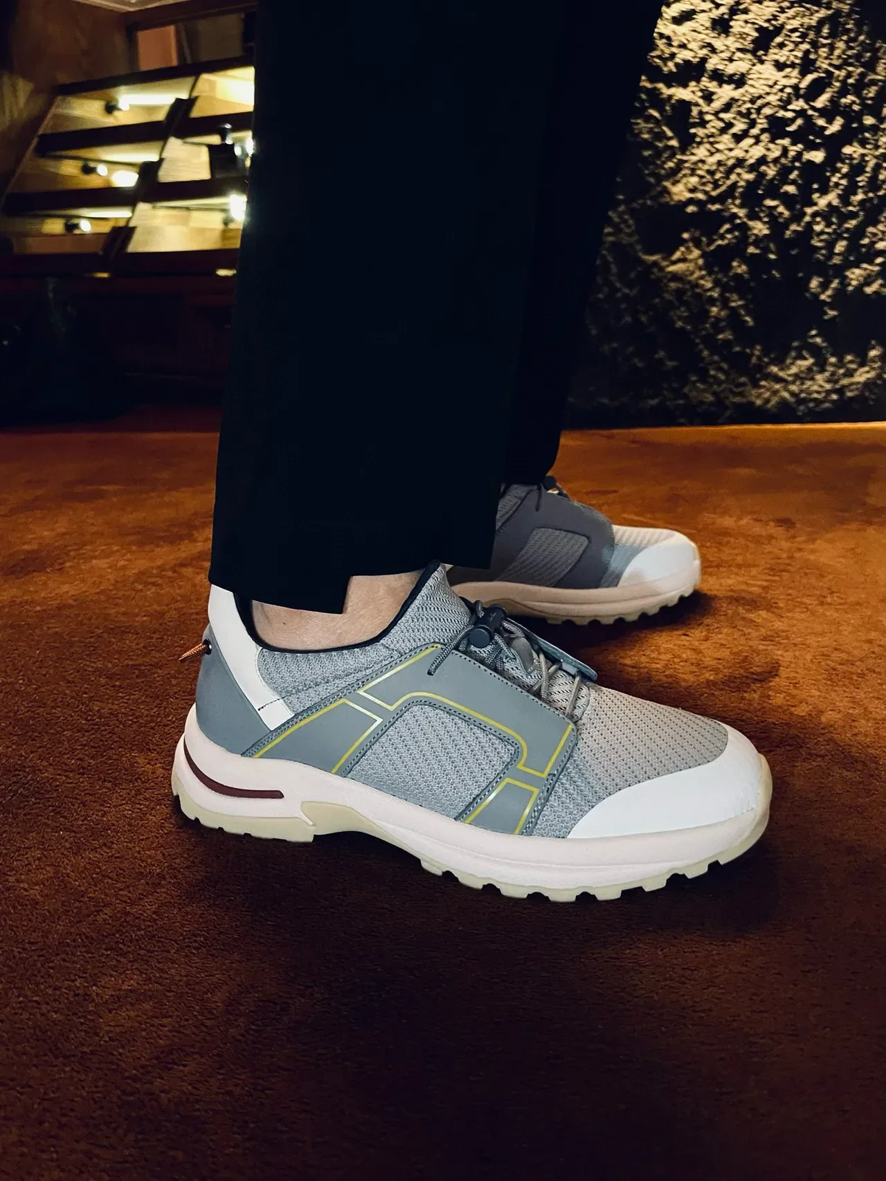 Loro Piana Noir Bleu Panneaux de superposition géométrique Haut en maille et synthétique Chaussures lifestyle 9