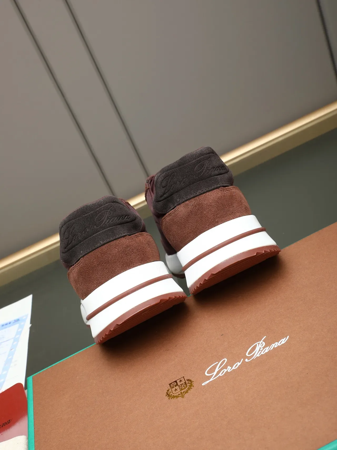 Loro Piana Burgundy and Brown Suede-Nylon Lifestyle Sneaker 3