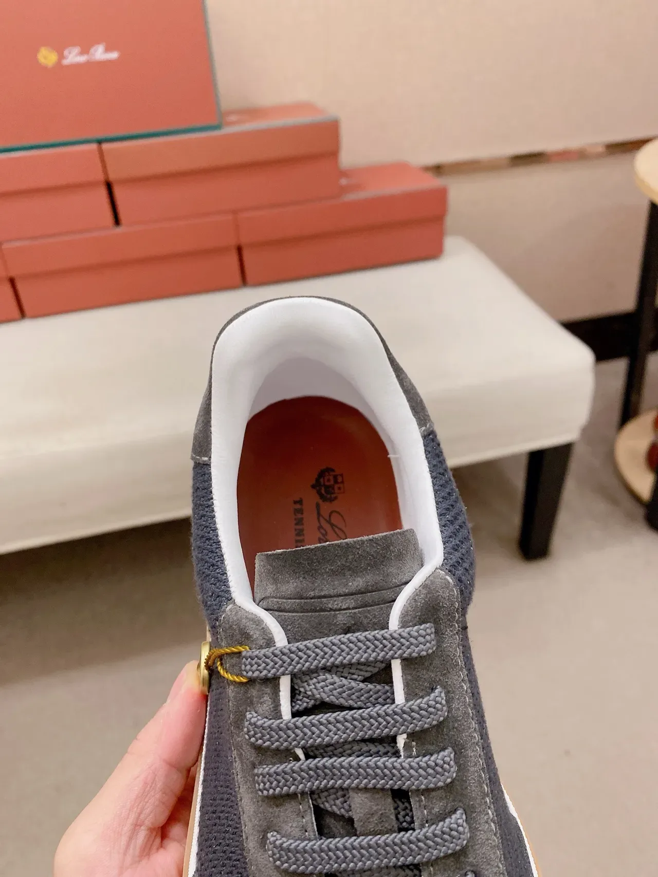 Loro Piana Navy et Gris Daim et Maille Lifestyle Sneaker 4