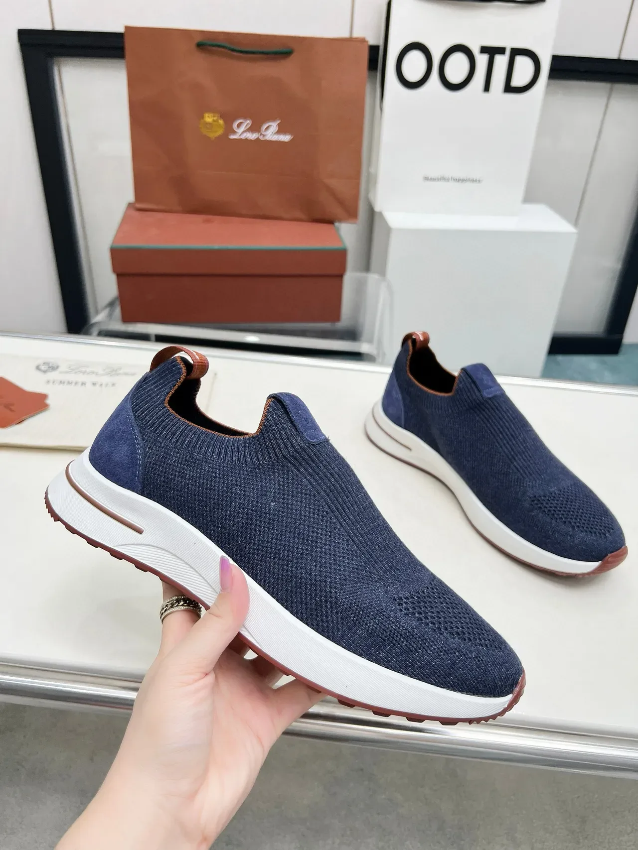 Loro Piana Marche d'Été Marine Tricoté Slip-On Lifestyle Sneakers 2