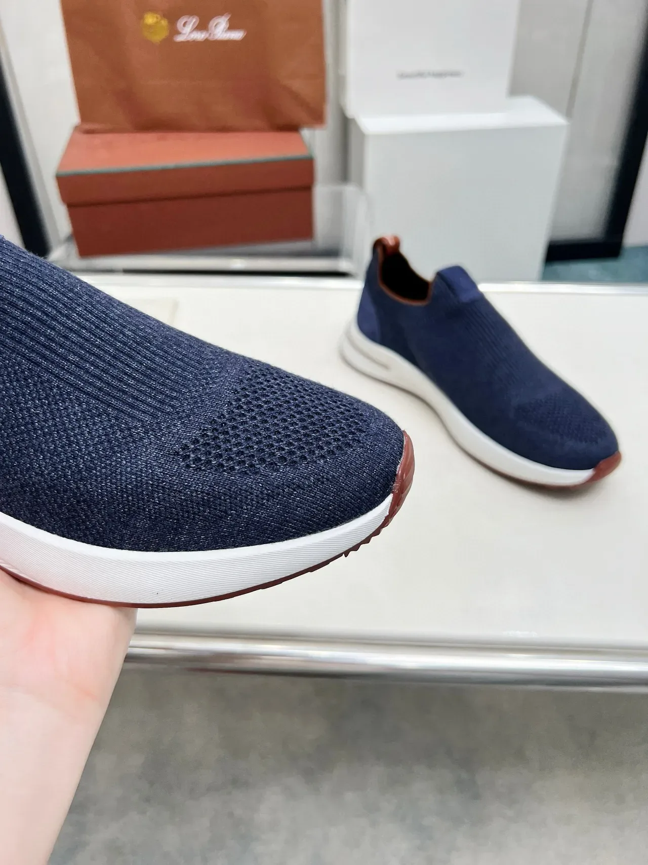 Loro Piana Marche d'Été Marine Tricoté Slip-On Lifestyle Sneakers 6