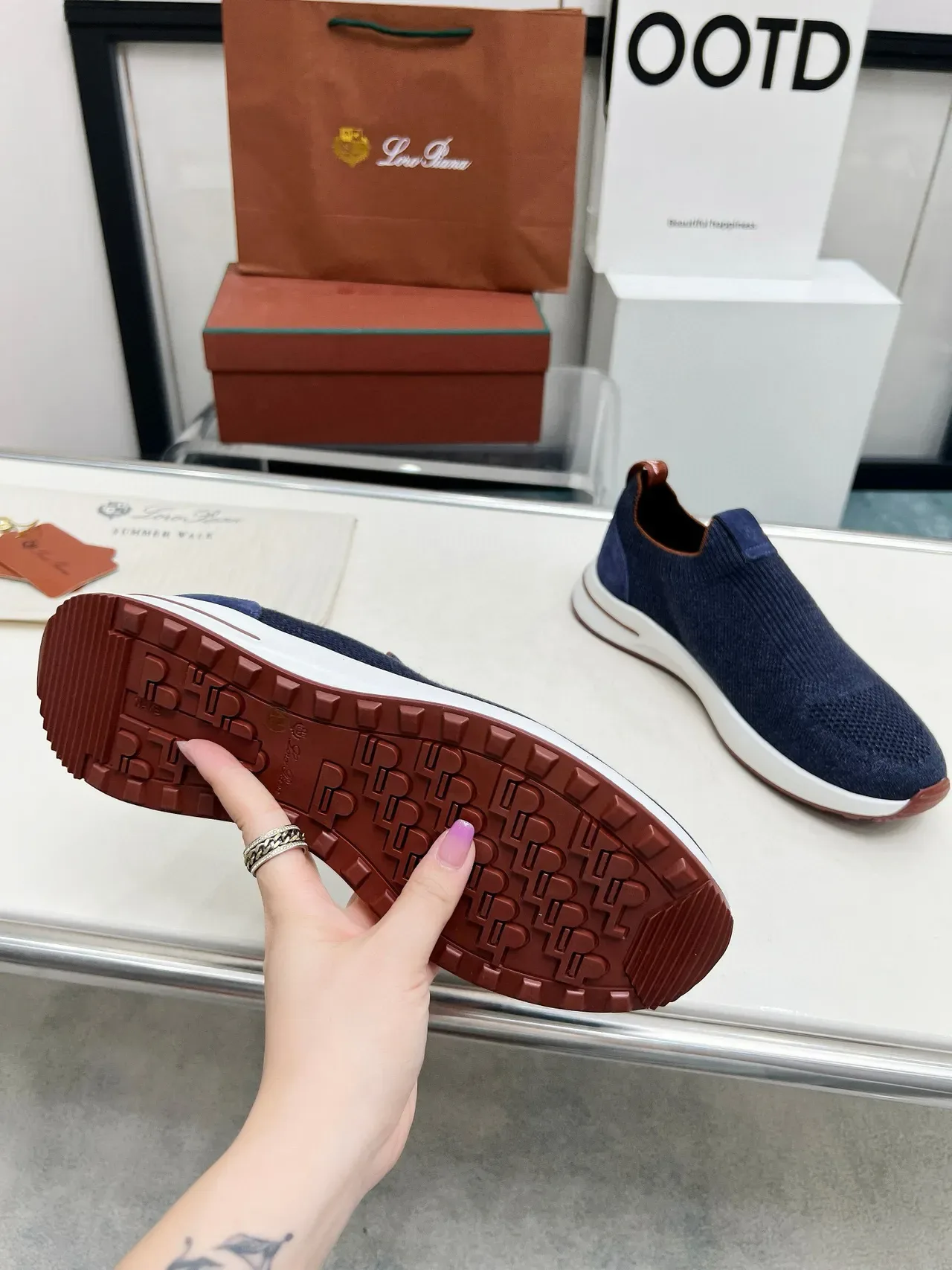 Loro Piana Marche d'Été Marine Tricoté Slip-On Lifestyle Sneakers 8