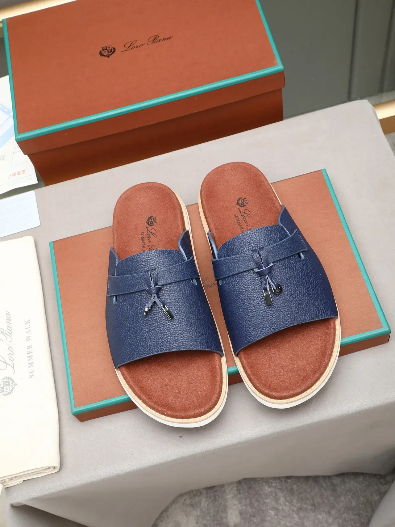 Loro Piana Tasseled Strap Slide Slippers 11