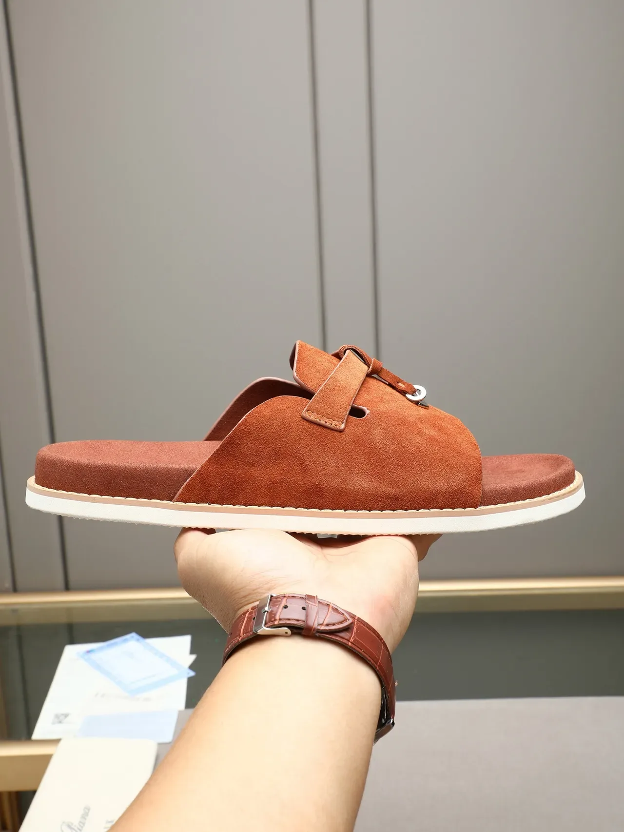 Loro Piana Tasseled Strap Slide Slippers 23