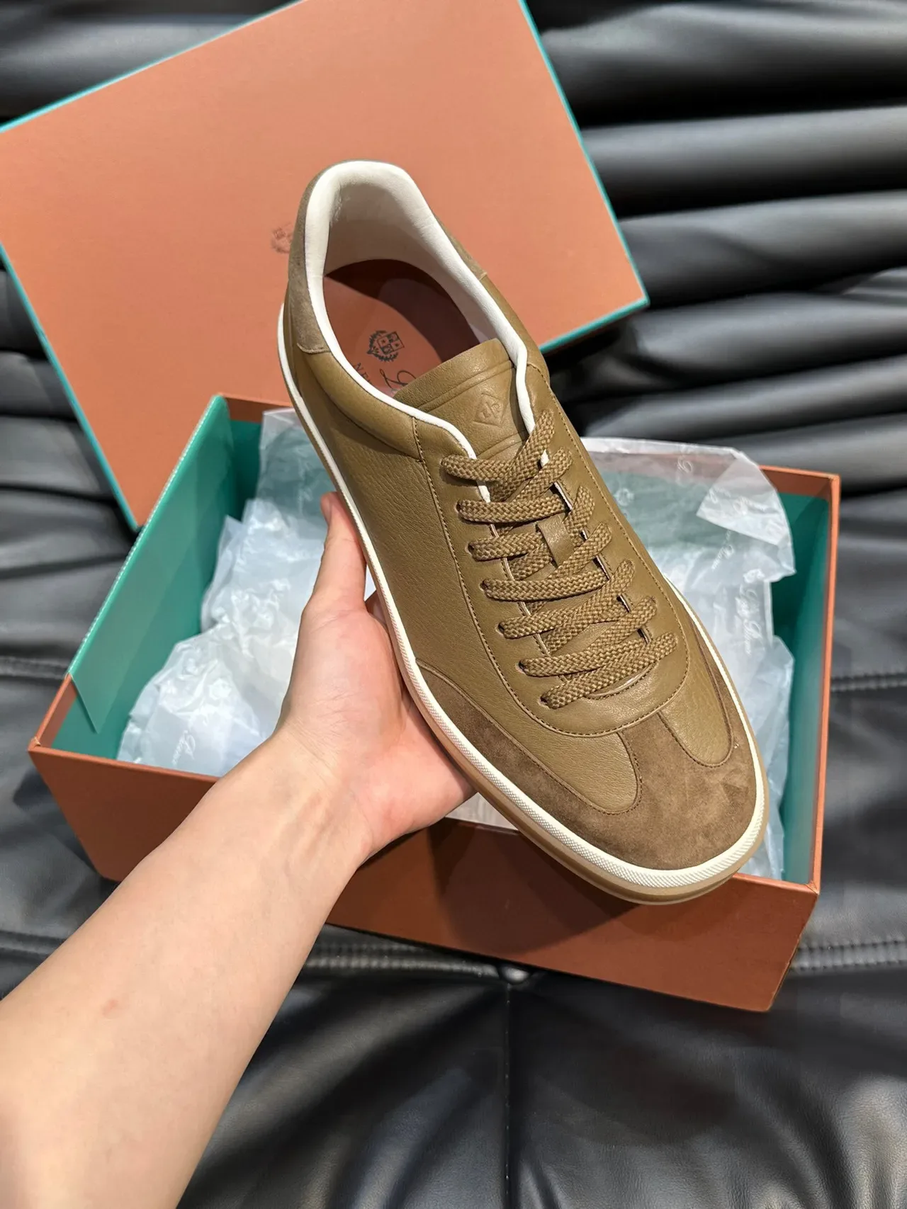 Loro Piana Two-Tone Leather Suede Lifestyle Sneakers 6