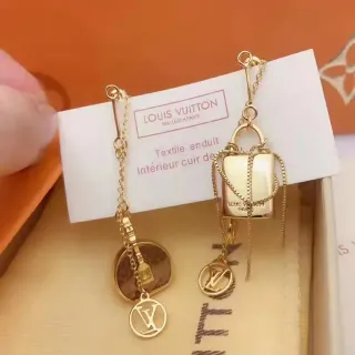 Louis Vuitton Asymmetrical Lock and Chain LV Monogram Earrings