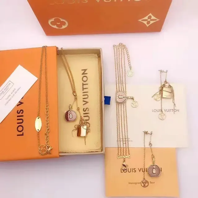 Louis Vuitton Asymmetrical Lock and Chain LV Monogram Earrings 4