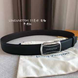 Louis Vuitton Automatic Buckle Belt Black Silver Pebbled Leather Belt