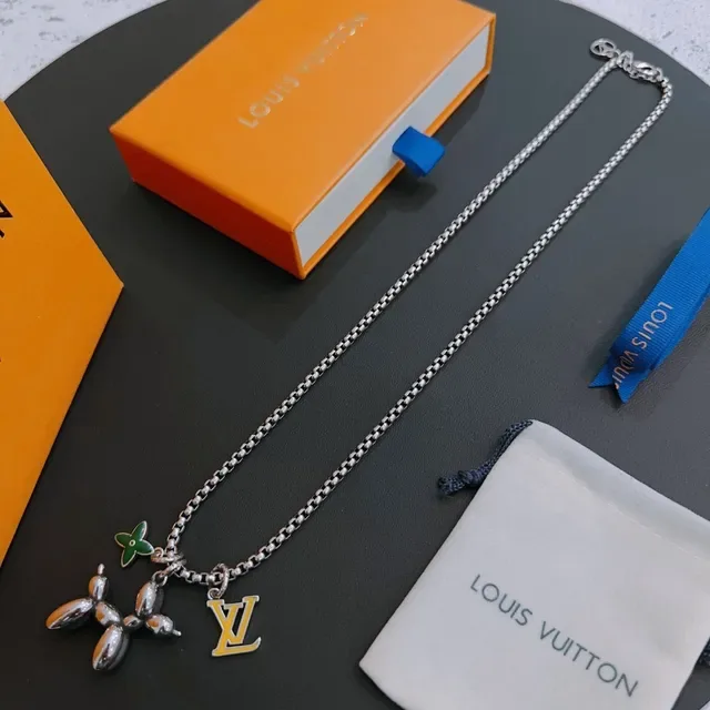 Louis Vuitton Balloon Dog Enamel Charm Silver Necklace 3