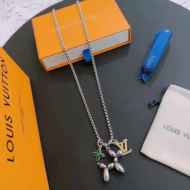 Louis Vuitton Balloon Dog Enamel Charm Silver Necklace 6