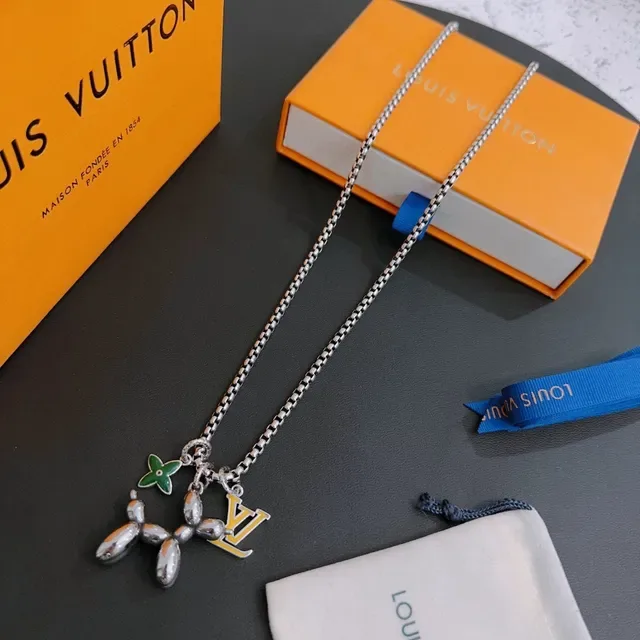 Louis Vuitton Balloon Dog Enamel Charm Silver Necklace 8
