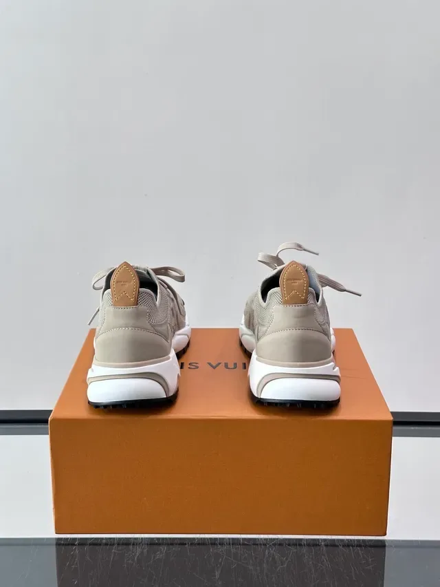 Louis Vuitton Beige White Mesh-Knit Upper Sculpted Midsole Lifestyle Sneakers 3
