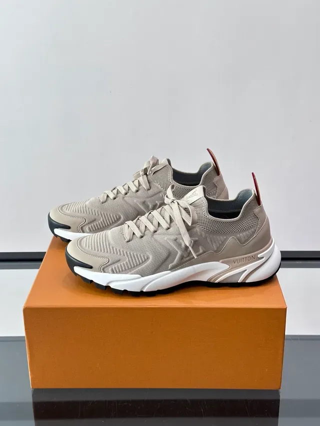 Louis Vuitton Beige White Mesh-Knit Upper Sculpted Midsole Lifestyle Sneakers 5