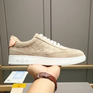 Louis Vuitton Beige White Monogrammed Suede Platform Sole Lifestyle Sneakers
