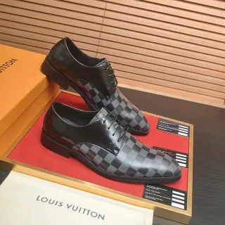 Louis Vuitton Black and Gray Damier Check Patent Leather Oxford Shoes