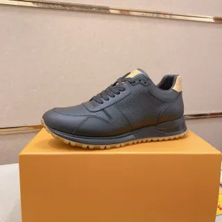 Louis Vuitton Black Beige Perforated Leather Upper Gum Rubber Outsole Lifestyle Sneakers