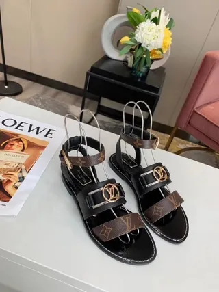 Louis Vuitton Black Brown Monogram Canvas Gladiator Sandals 3