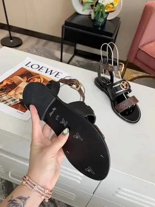 Louis Vuitton Black Brown Monogram Canvas Gladiator Sandals 6