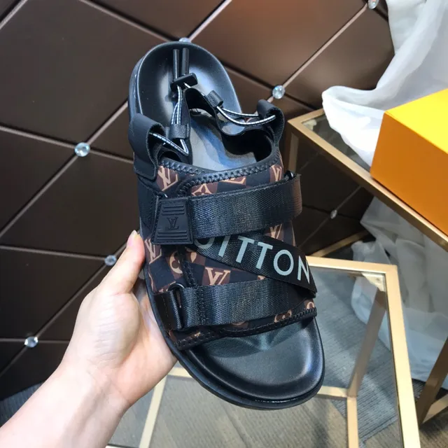 Louis Vuitton Black Brown Multi-Strap Monogram Canvas Casual Sandals 2