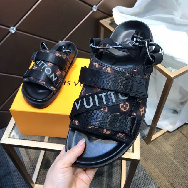 Louis Vuitton Black Brown Multi-Strap Monogram Canvas Casual Sandals 3