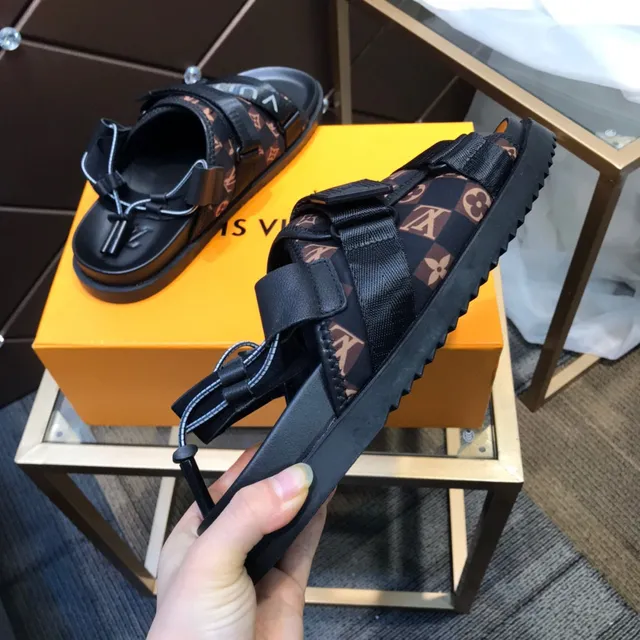 Louis Vuitton Black Brown Multi-Strap Monogram Canvas Casual Sandals 5