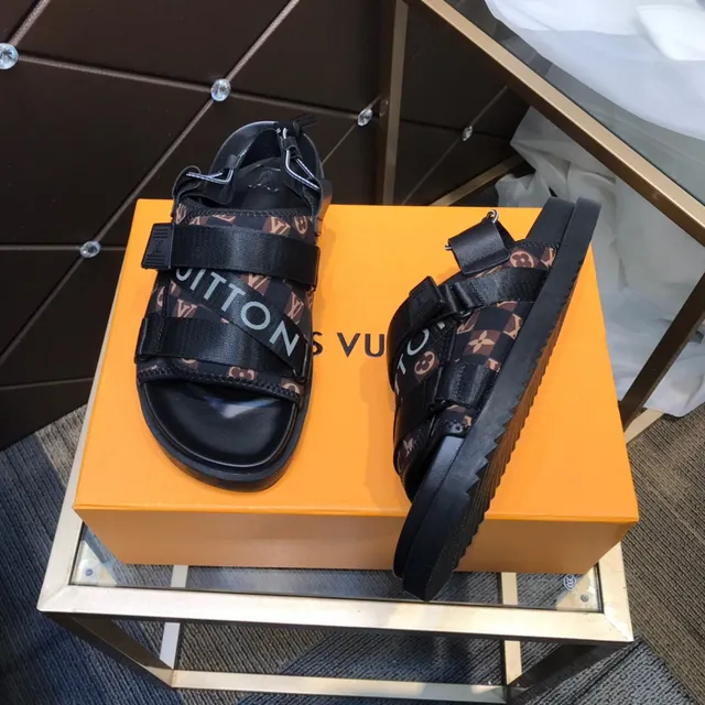 Louis Vuitton Black Brown Multi-Strap Monogram Canvas Casual Sandals 8