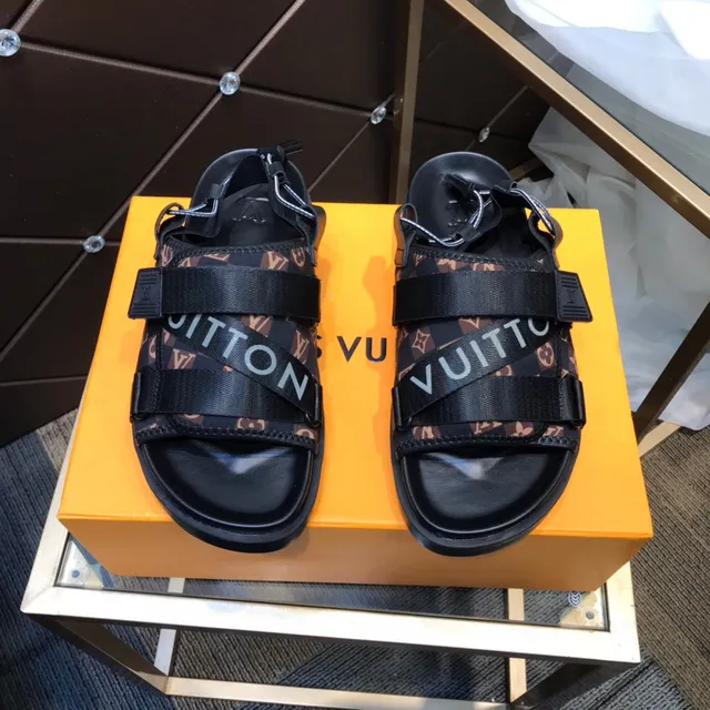 Louis Vuitton Black Brown Multi-Strap Monogram Canvas Casual Sandals 9