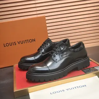 Louis Vuitton Black Cap-Toe Polished Leather Oxford Shoes
