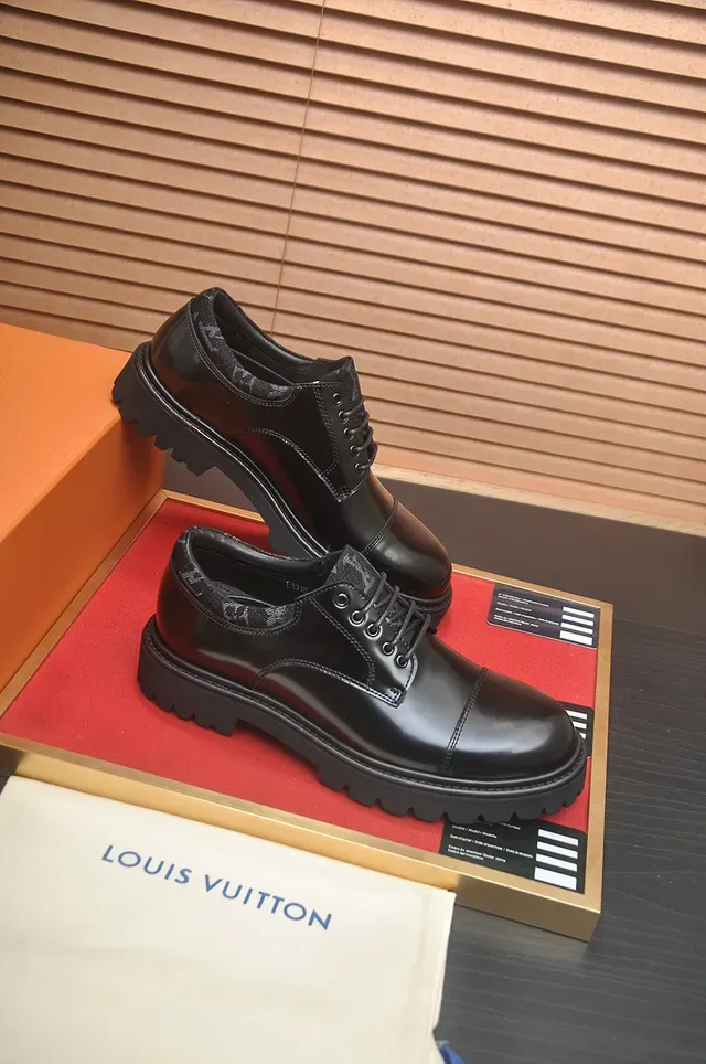 Louis Vuitton Black Cap-Toe Polished Leather Oxford Shoes 4