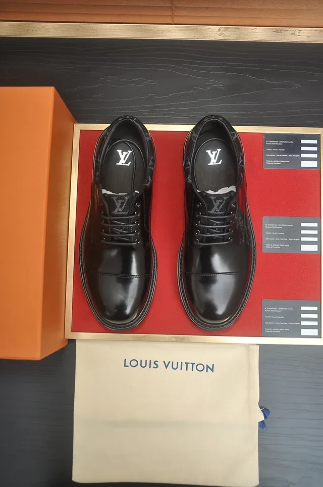 Louis Vuitton Black Cap-Toe Polished Leather Oxford Shoes 5