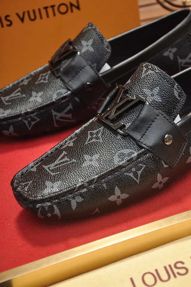 Louis Vuitton Black Gray Monogram-Coated Canvas Leather Trim Loafer 3