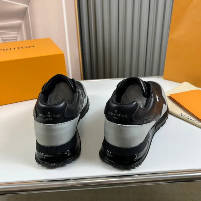 Louis Vuitton Black Gray Monogram-Embossed Leather Two-Tone Lifestyle Sneakers 4