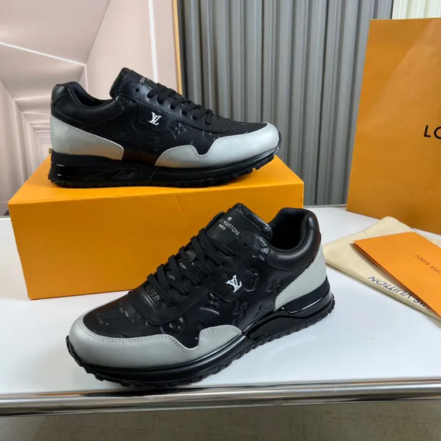 Louis Vuitton Black Gray Monogram-Embossed Leather Two-Tone Lifestyle Sneakers 6