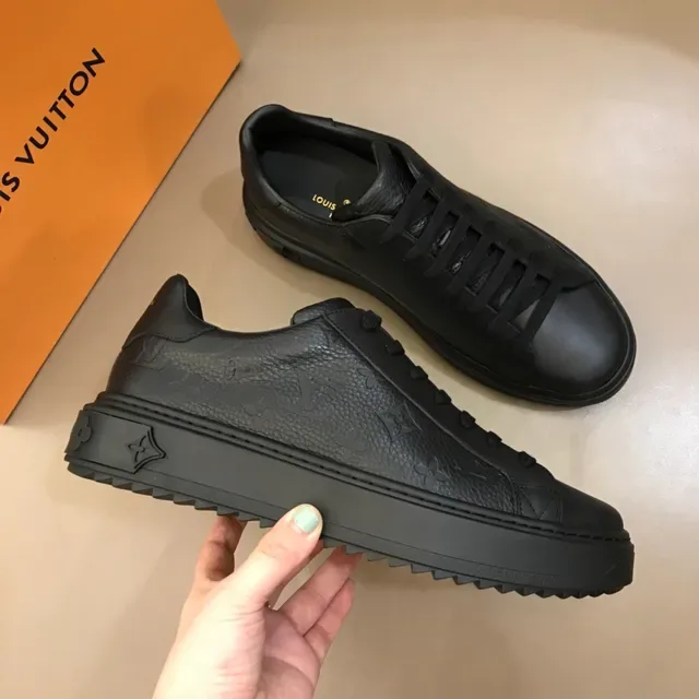 Louis Vuitton Black Monogram-Embossed Leather Lifestyle Sneakers 2