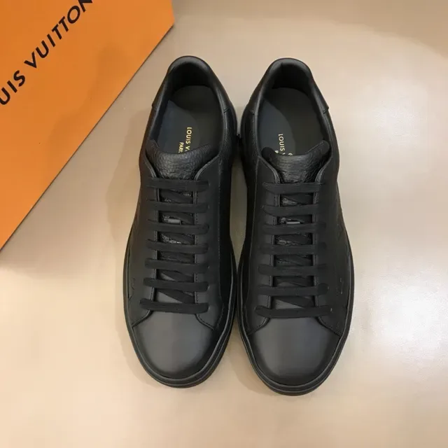 Louis Vuitton Black Monogram-Embossed Leather Lifestyle Sneakers 4