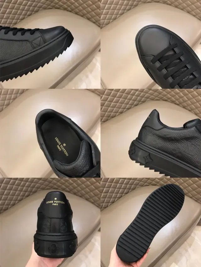 Louis Vuitton Black Monogram-Embossed Leather Lifestyle Sneakers 5