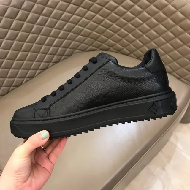 Louis Vuitton Black Monogram-Embossed Leather Lifestyle Sneakers 6